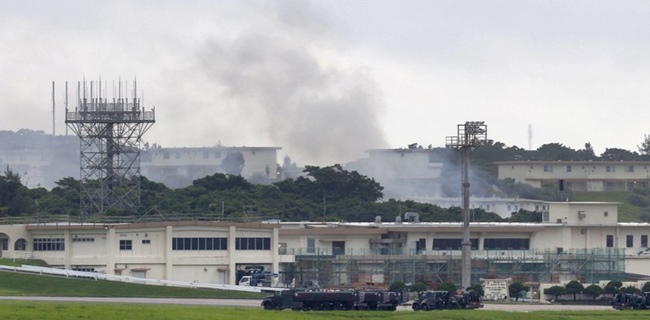 Gedung Penyimpanan Bahan Berbahaya Di Pangkalan Udara AS Di Okinawa Terbakar, Puluhan Personel Terpapar Gas