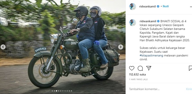 Mesranya Ridwan Kamil Beserta Isteri Di Atas Motor Classic Dalam Touring Bhakti Sosial