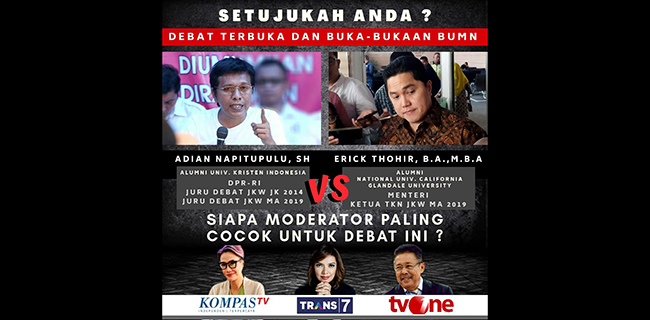 Debat Terbuka Adian Vs Erick Thohir, Siapa Pantas Jadi Moderator?