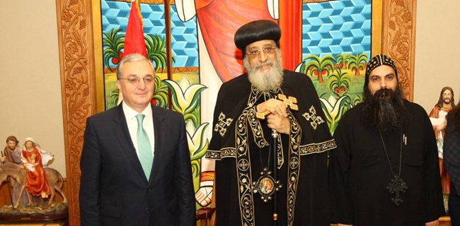 Menteri Luar Negeri Armenia Bertemu Paus  Gereja Ortodoks Koptik Alexandria Bahas Toleransi Beragama