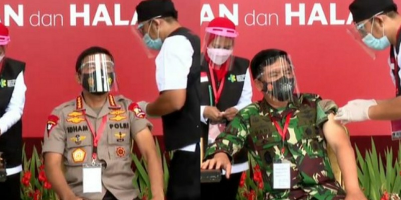 Disuntik Pertama Bareng Presiden, Hadi Dan Idham Minta Prajurit TNI-Polri Tidak Ragu Dan Ikut Sukseskan Vaksinisasi