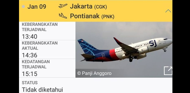 Kemenhub Benarkan Sriwijaya Air SJ-182 Hilang Kontak, Terakhir Terpantau Pukul 14.40 WIB