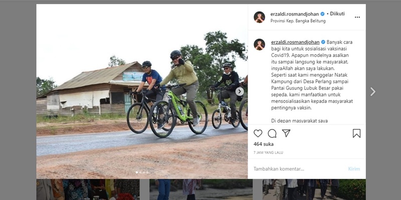 Sosialisasikan Vaksin Covid-19, Gubernur Babel Lakukan Natak Kampung Ke Desa-desa Dengan Sepeda