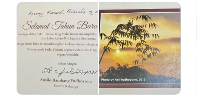 Ucapan Tahun Baru SBY Dan Pujian Rizal Ramli-Mahfud MD Terhadap Jepretan Ibu Ani