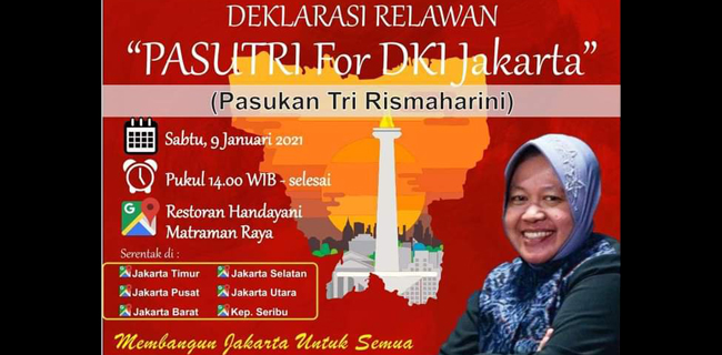 Relawan "Pasutri" Dideklarasikan Untuk Siapkan Mesin Politik Tri Rismaharini Di Pilkada Jakarta