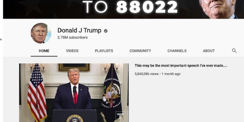 YouTube Siap Cabut Penangguhan Kanal Trump Jika  Sudah Tak Berisiko