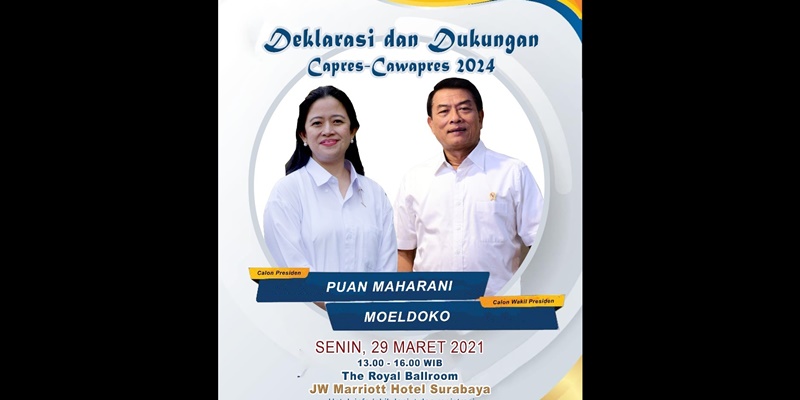 Beredar Kabar, Pasangan Puan-Moeldoko Sebagai Capres Dan Cawapres 2024 Akan Dideklarasikan Di Surabaya