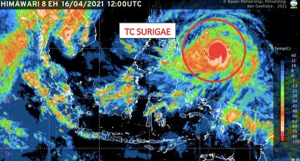 Siklon Tropis Surigae Alami Kenaikan Intensitas Mulai Malam Ini, BMKG Himbau 9 Daerah Waspada
