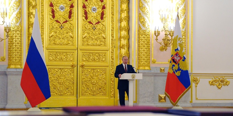 Presiden Rusia, Vladimir Putin menyampaikan sambutan dalam Upacara Penyerahan Credentials di Istana Kremlin/Ist