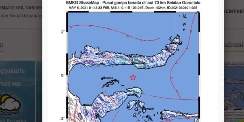 Gempa Bumi 5,1 Magnitude Guncang Gorontalo