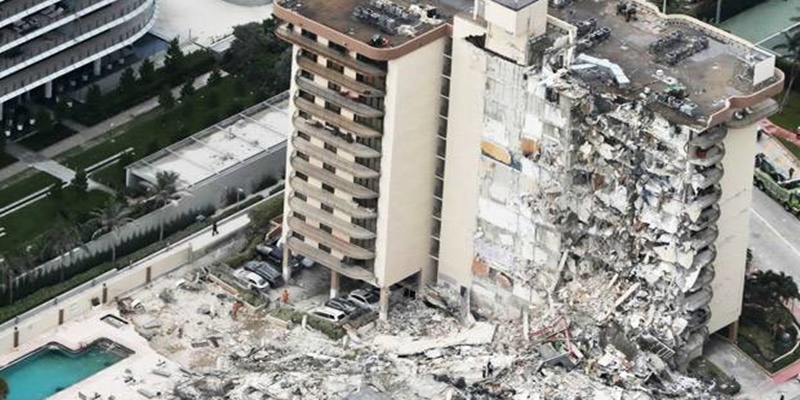 Korban Tewas Dari Runtuhnya Apartemen 12 Lantai Miami Bertambah, Ratusan Masih  Hilang
