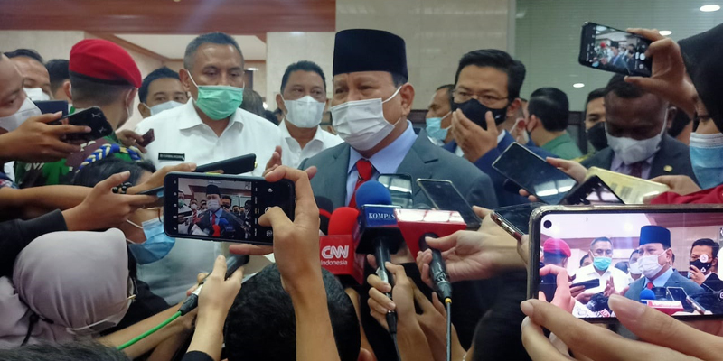 Keluar Dari Ruang Komisi I, Prabowo Subianto: Fokus Pembahasan Soal Anggaran 2022