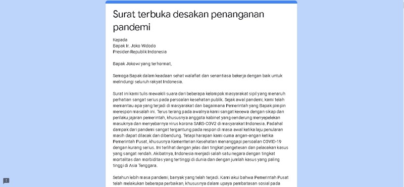 Hampir Seribu Orang Tanda Tangani Petisi Agar Jokowi <i>Lockdown</i> RI