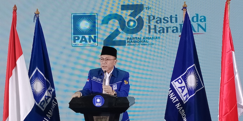 Ketua Umum Partai Amanat Nasional (PAN) Zulkifli Hasan (Zulhas) saat memberi sambutan peringatan Hari Ulang Tahun (HUT) ke-23 PAN, Senin (23/8)/RMOL