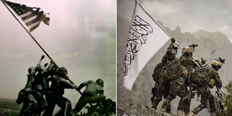 Berpose dengan Perlengkapan Militer AS Hasil Rampasan, Taliban Menistakan Sejarah Pengibaran Bendera AS di Iwo Jima