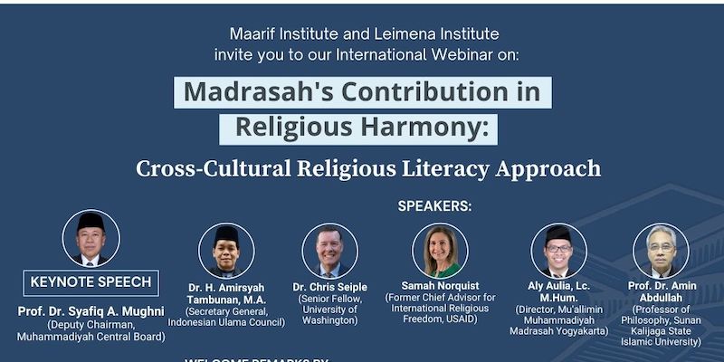 Perkuat Literasi Keagamaan, Maarif dan Leimena Institut Bahas Kontribusi Madrasah Lewat Webinar