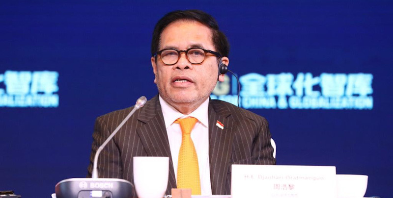 Dutabesar Indonesia untuk Beijing Djauhari Oratmangun pada The 7th China and Globalization Forum 2021/KBRI Beijing