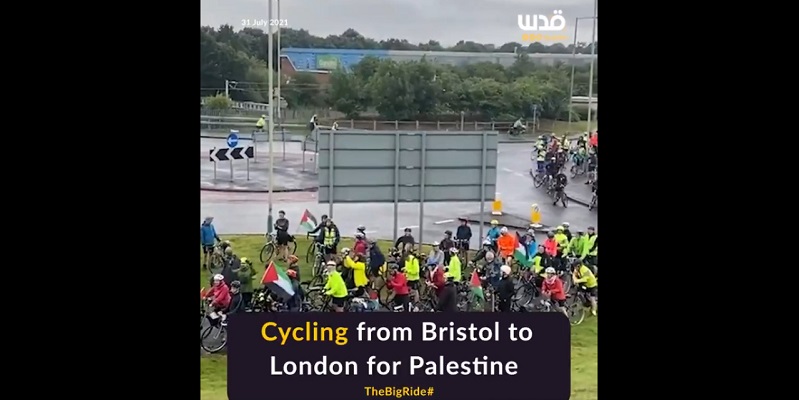 Bentuk Solidaritas, Aktivis Inggris Bersepeda Sejauh 220 Km Sembari Kampanyekan <i>Viva Palestine!</i>