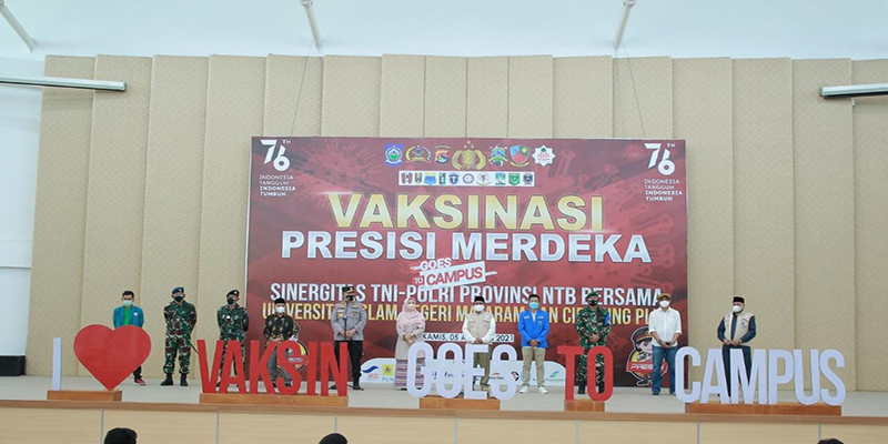 Kapolda Nusa Tenggara Barat (NTB) Irjen Mohammad Iqbal bersama OKP Cipayung Plus menutup rangkaian Vaksinasi Presisi Goes to Campus di UIN Mataram/Ist