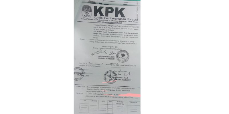 Waspada, Beredar Surat Panggilan KPK Palsu di Lampung