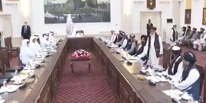 Wakil PM Qatar  Lakukan Pertemuan dengan  Mullah Mohammad Hassan Akhund di Kabul