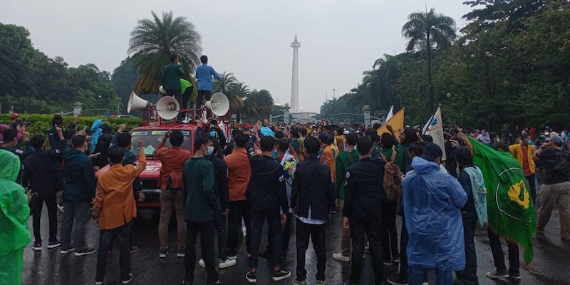 Aksi BEM SI di Patung Kuda, Jakarta/RMOL