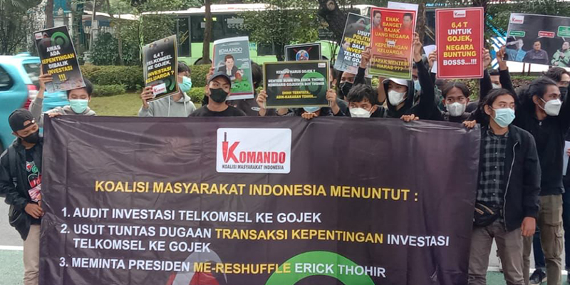Koalisi Masyarakat Indonesia Geruduk Istana Negara, Persoalkan Investasi Rp2,1 Triliun Telkomsel ke Gojek