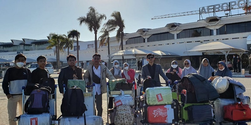 Para delegasi mahasiswa baru tiba di International Airport Mohammed V Casablanca, Maroko/Ist
