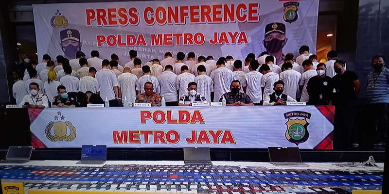 Konferensi pers kasus pemerasan yang melibatkan warga negara asing (WNA) via chating oleh Polda Metro Jaya Sabtu, 13 November/RMOL