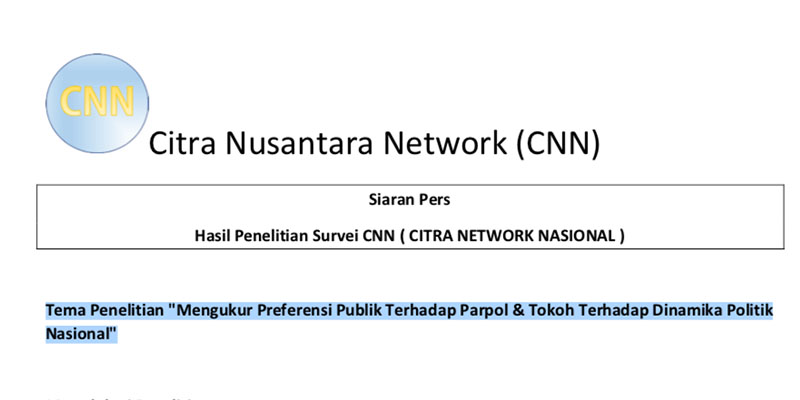 Ini Badan Hukum Lembaga Survei Citra Network Nasional