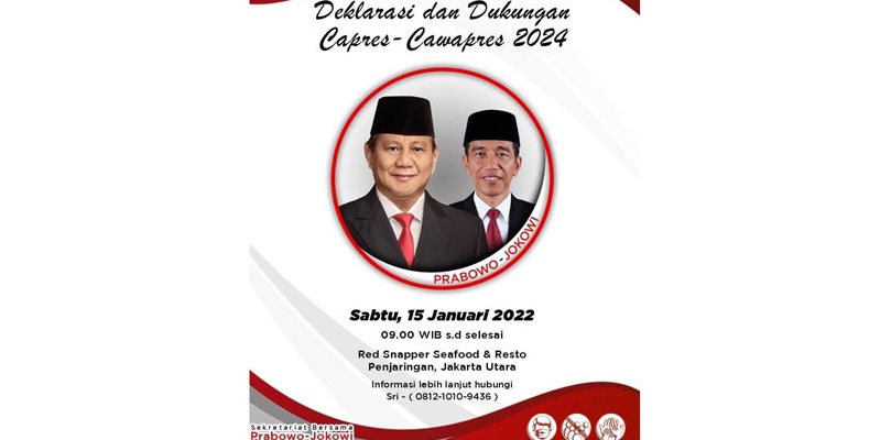 Beredar Poster Deklarasi Dukungan Prabowo-Jokowi 2024-2029
