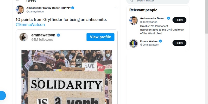 Dukung Palestina, Emma Watson Dicibir Diplomat-diplomat Israel