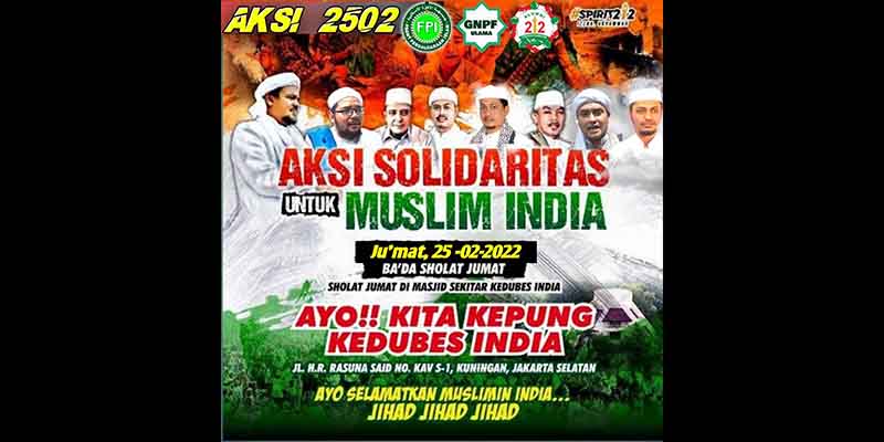 Aksi Solidaritas, FPI dan Ormas Islam akan Geruduk Kedubes India di Jakarta