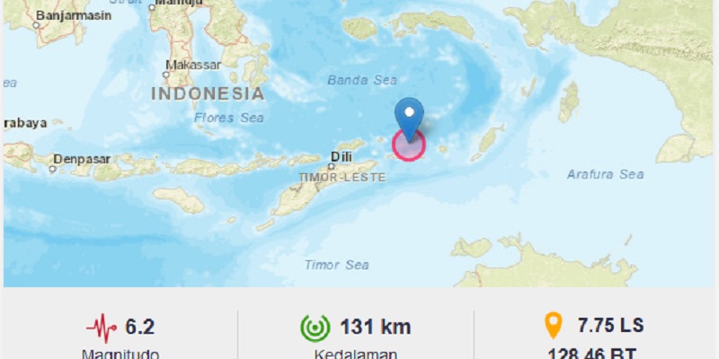 Rabu Dini Hari, Gempa Magnitudo 6,2 Guncang Maluku Barat Daya