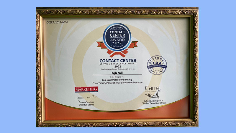 Call Centre bank bjb Raih Penghargaan CCSEA 2022