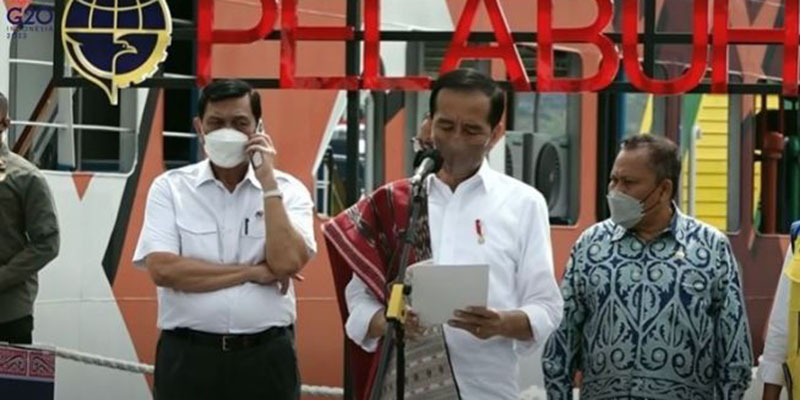 Menteri Koordinator Bidang Kemaritiman Luhut Binsar Pandjaitan mengangkat telepon saat Presiden Joko Widodo berpidato/Net