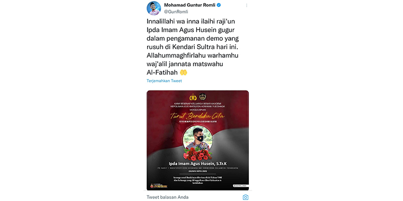 Ipda Imam Agus Meninggal karena Sakit, Bukan Akibat Bentrok dengan Mahasiswa