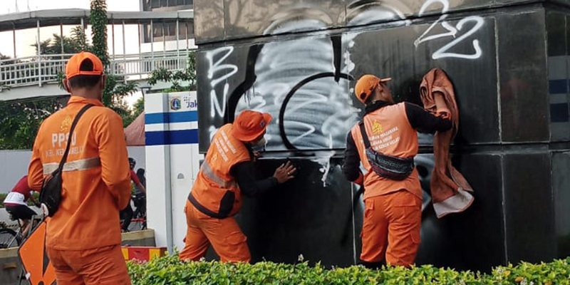 Patung Jenderal Sudirman jadi Sasaran Aksi Vandalisme