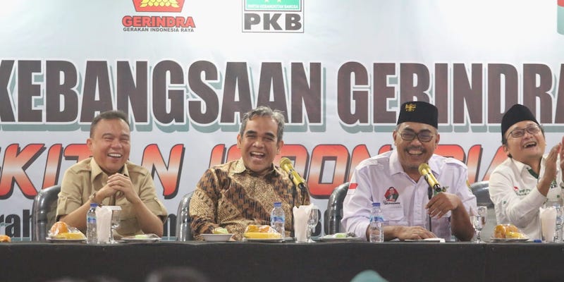 Ketua Harian DPP Partai Gerindra, Sufmi Daso Ahmad bersama Sekjen Ahmad Muzani, Wakil Ketua Umum DPP PKB Jazilul Fawaid dan Sekjen PKB Hasanuddin Wahid/Ist