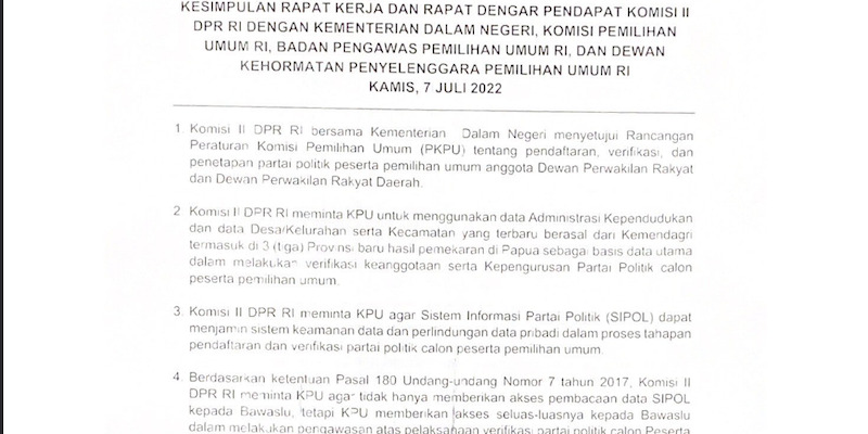 Rancangan PKPU Pendaftaran Parpol Akhirnya Disetujui DPR dan Kemendagri