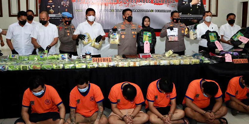 Polrestabes Surabaya Gagalkan 90 Kg Sabu dan 13 Kg Ganja Siap Edar