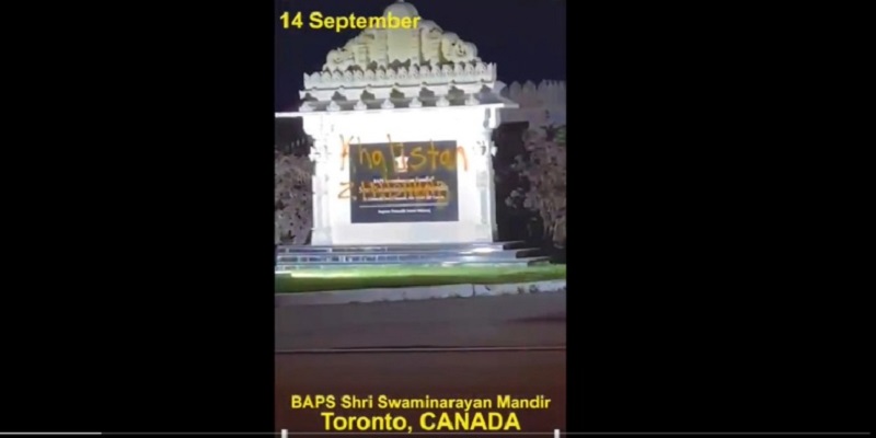 Targets of vandalism, Canadian Hindu temples are covered in anti-Indian graffiti