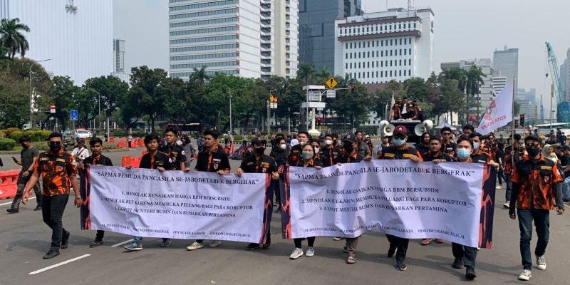 Susul Gebrak, Pemuda Pancasila juga Demo Tolak BBM di Patung Kuda