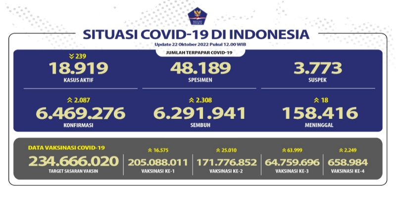 Kasus Aktif Covid-19 Hari Ini Turun, Totalnya di Bawah 19 Ribu