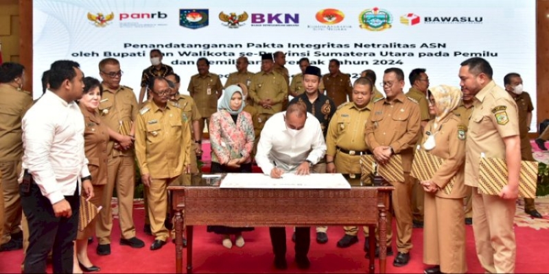 Teken Pakta Integritas Bersama Kepala Daerah, Gubernur Sumut: Tugas ASN Melayani, Jangan Minta Dilayani