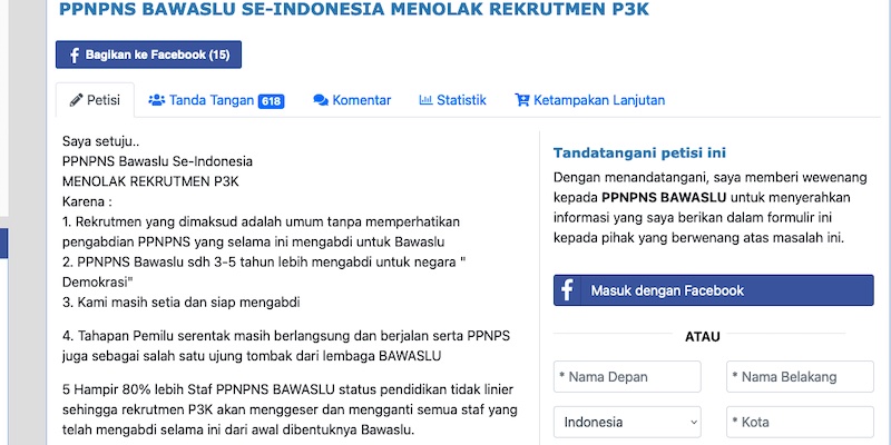 PPNPNS Bawaslu Se-Indonesia Keluarkan Petisi, Tolak Penerimaan P3K di Tengah Tahapan Pemilu 2024
