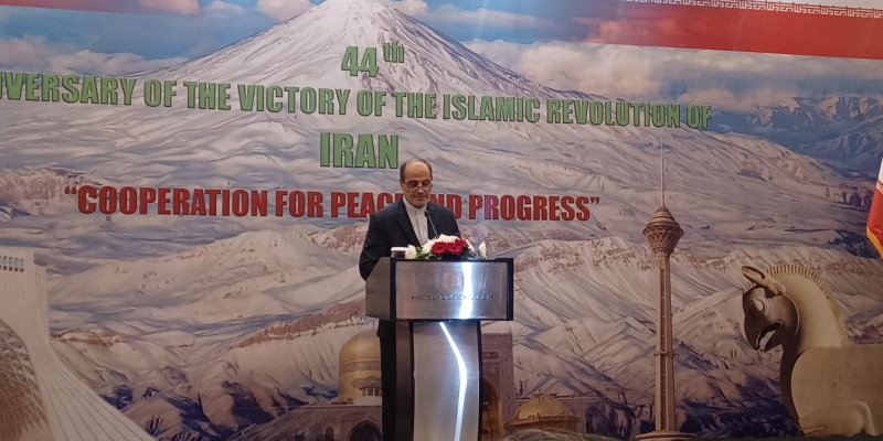 Duta Besar Iran untuk Indonesia Mohammad Azad dalam peringatan 44 tahun kemenangan Revolusi Islam 1979 di Hotel Borobudur, Jakarta pada Jumat, 10 Februari 2023/RMOL