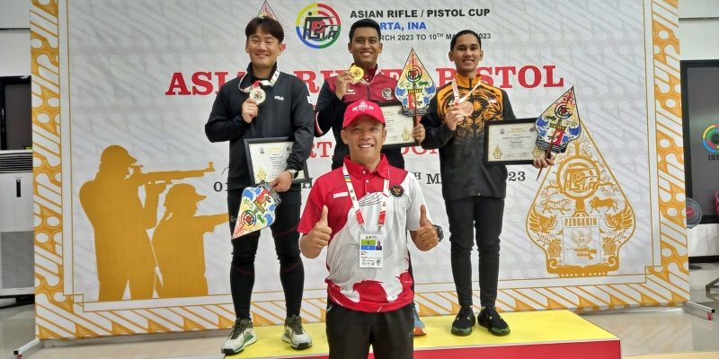 Gemilang, Dua Atlet Indonesia Borong Medali Emas Hari Pertama Asian Rifle/Pistol 2023