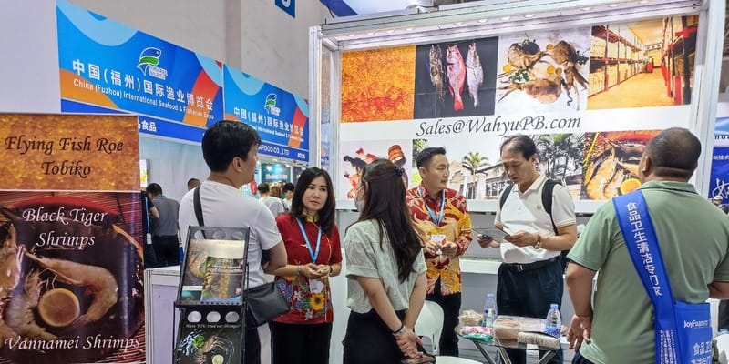 Potret paviliun Indonesia di dalam pameran China (Fuzhou) International Fisheries Expo (FIFE) di Provinsi Fujian pada 2-4 Juni 2023/Ist
