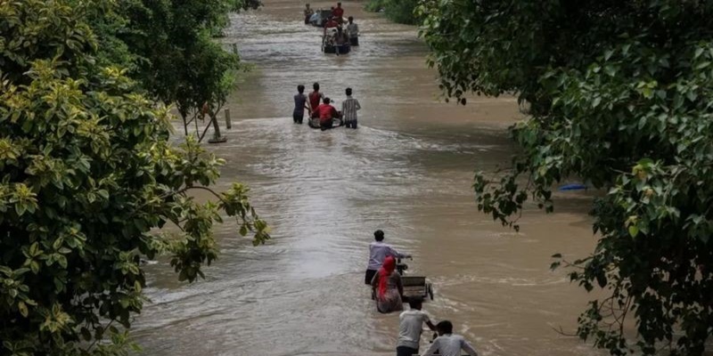 Sungai Yamuna di Delhi, India, pada Kamis pagi 13 Juli 2023 meluap setelah hujan berhari-hari/Net